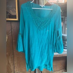 Beautiful Turquoise Gauze Boho Tunic Blouse🦋